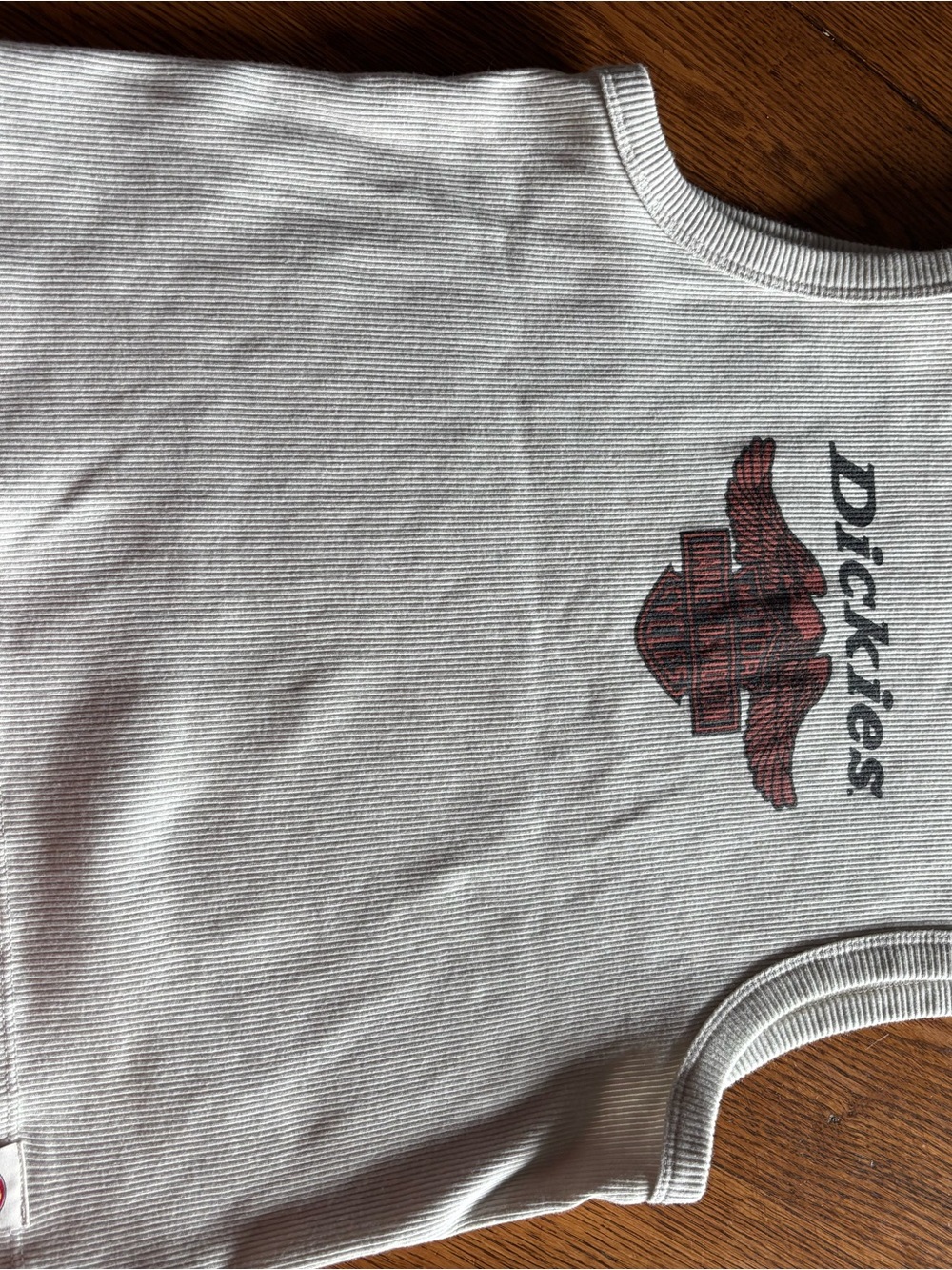 Dickies Cream Ribbed Tank with Red and Black Logo